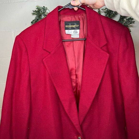 Requirements | women red wool blazer vintage oversized - Picture 1 of 9